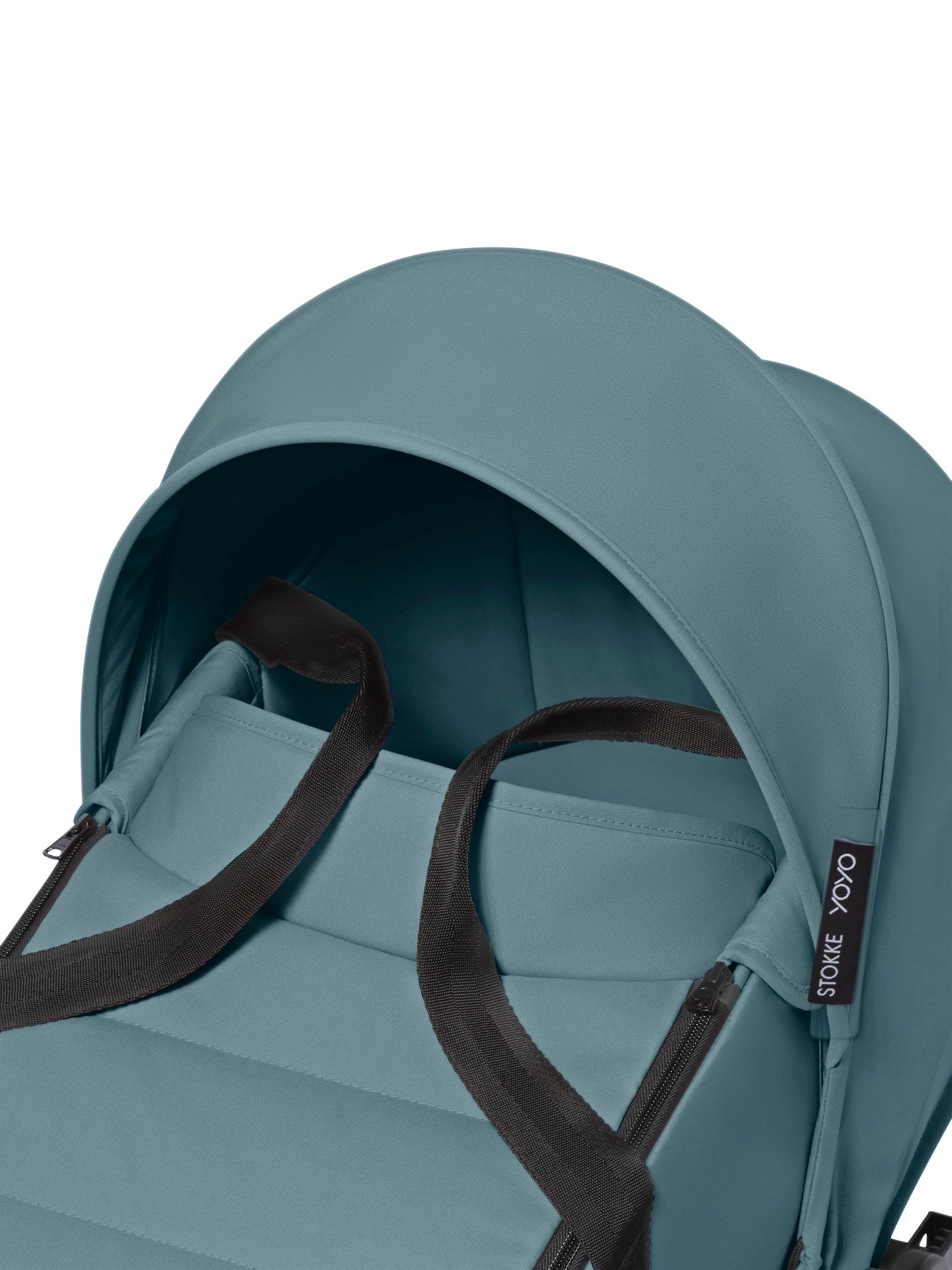 Stokke® YOYO³ Stroller - Compact Stroller Newborn Shell to Toddler Black/Aqua - Image 3