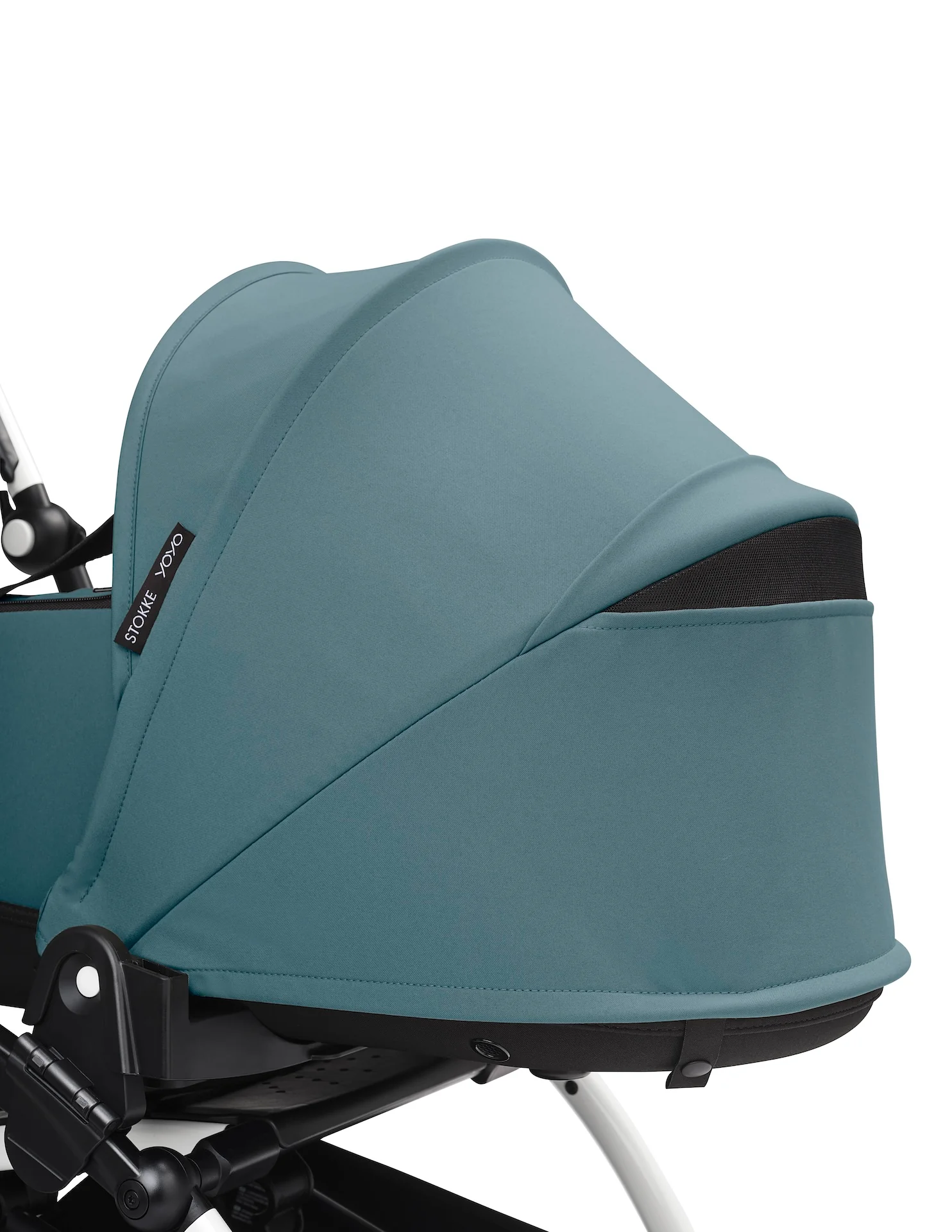 Stokke® YOYO³ Stroller - Compact Stroller Newborn Shell to Toddler Black/Aqua - Image 4