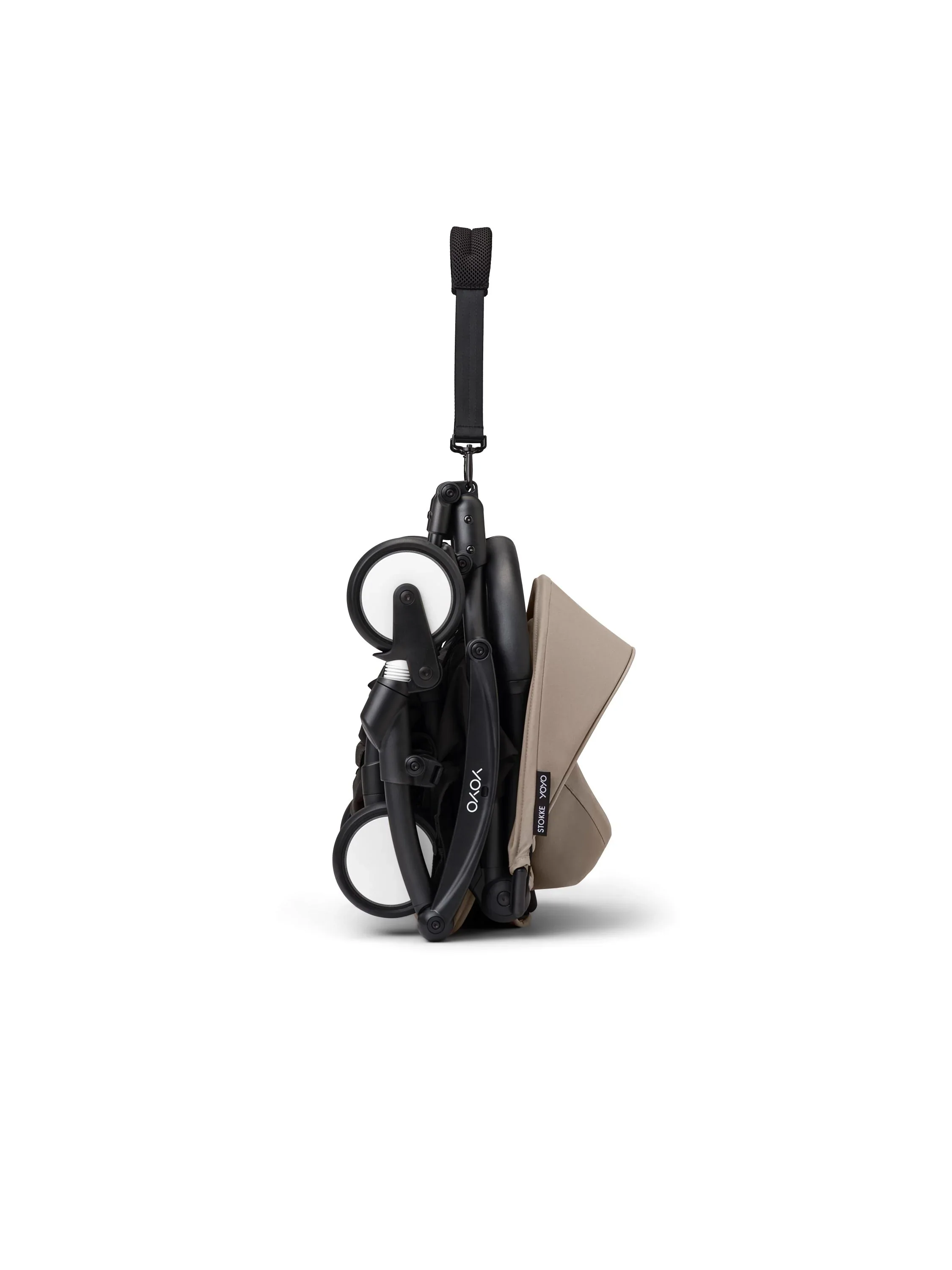 Stokke® YOYO³ Stroller - Compact Stroller Newborn Shell to Toddler Black/Taupe - Image 10