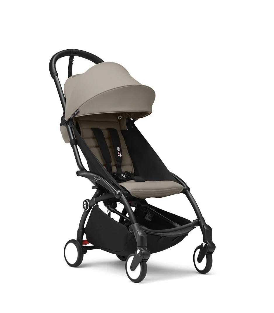 Stokke® YOYO³ Stroller - Compact Stroller Newborn Shell to Toddler Black/Taupe - Image 7