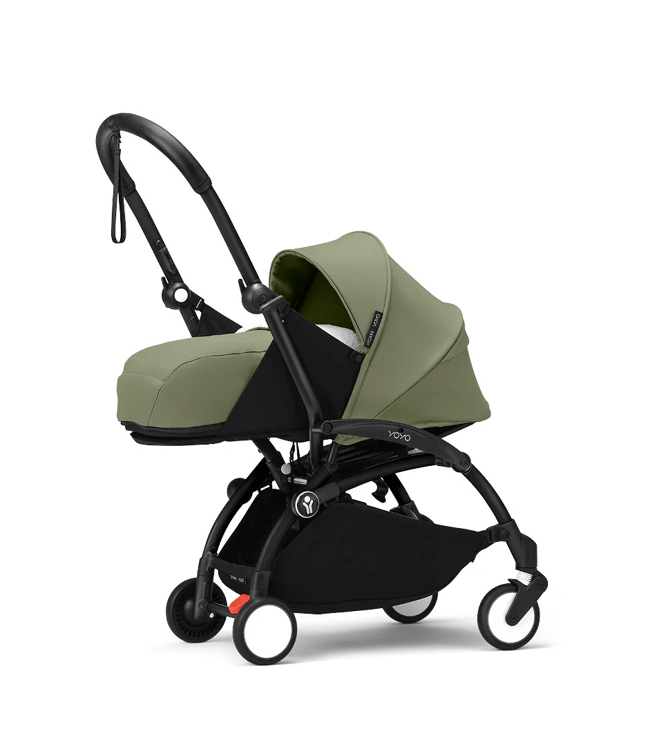 Stokke® YOYO³ stroller with newborn to toddler Black/Olive - Image 3