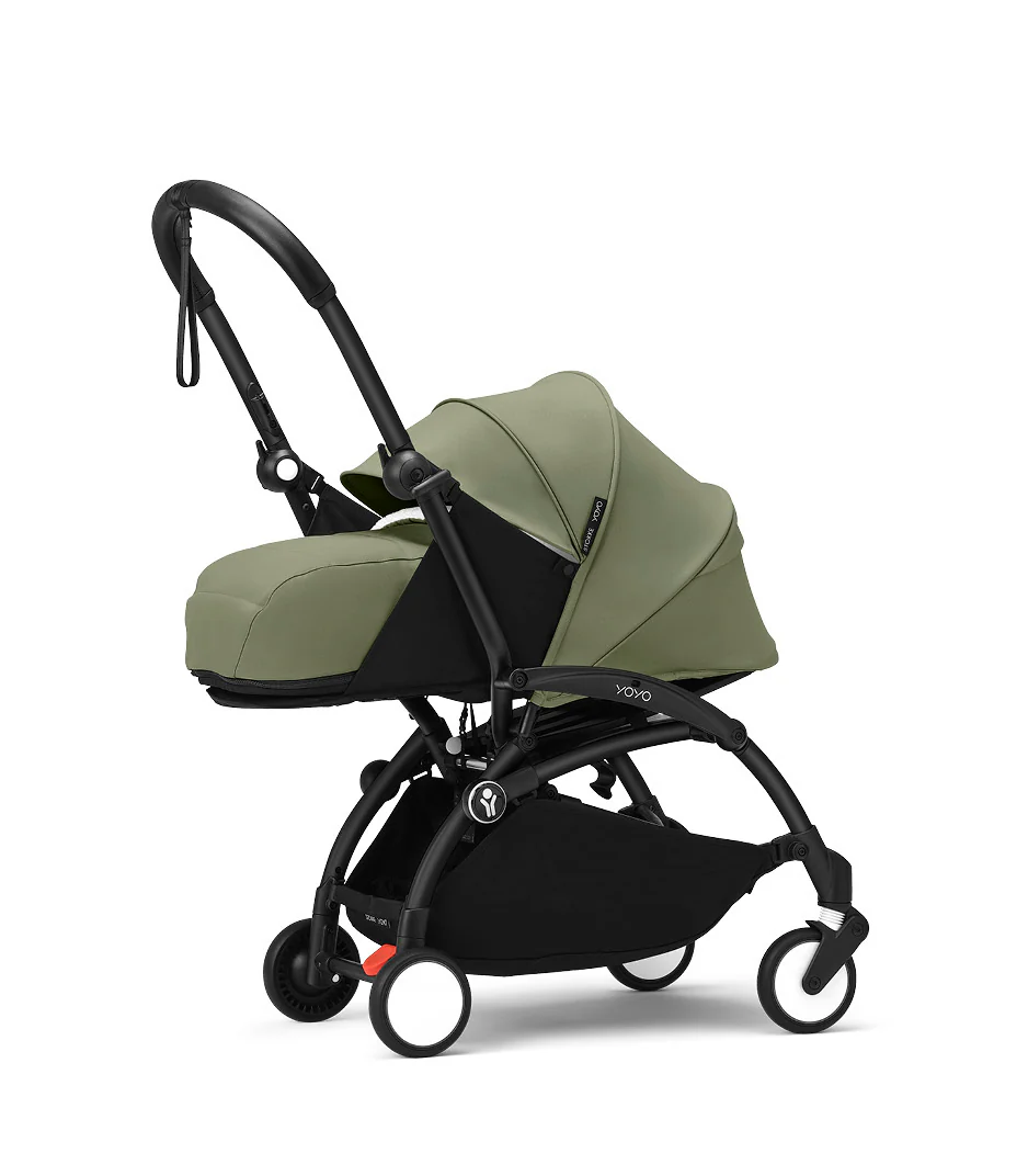 Stokke® YOYO³ stroller with newborn to toddler Black/Olive - Image 4