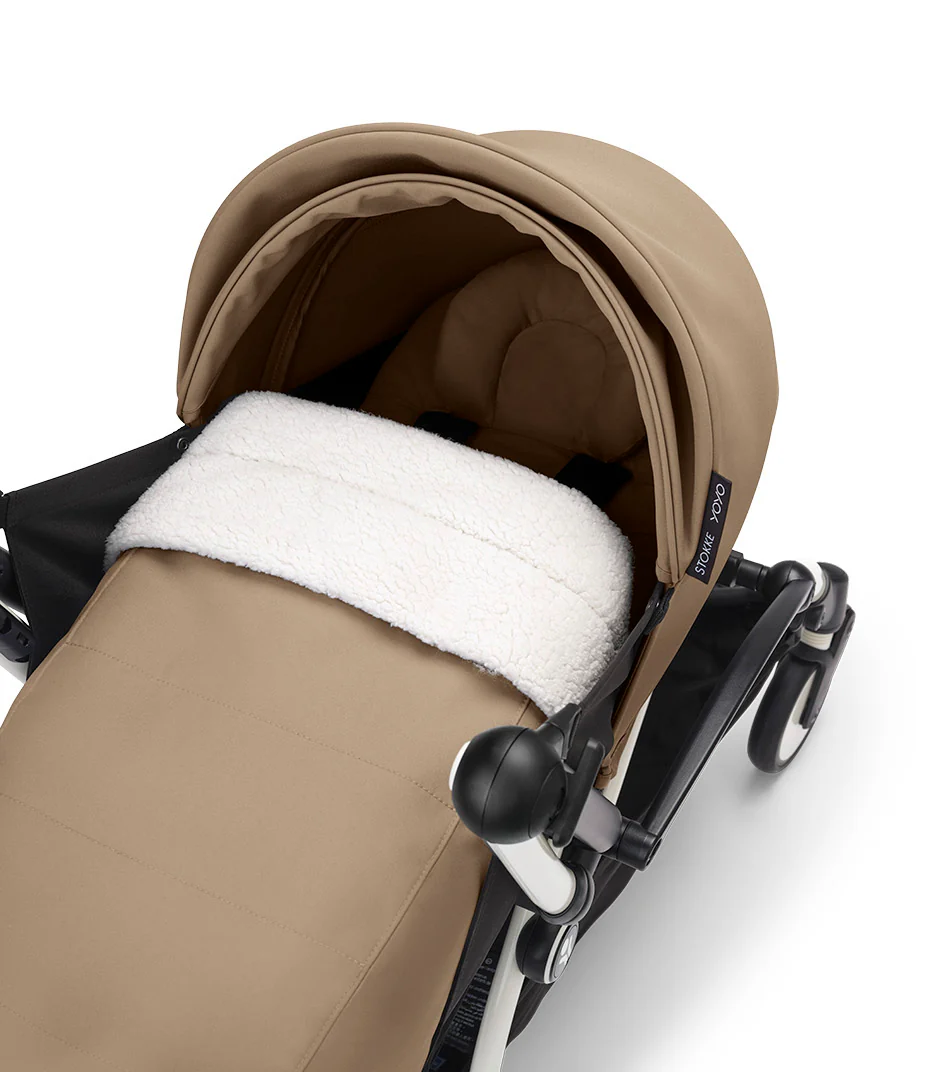 Stokke® YOYO³ stroller with newborn to toddler White/Toffee - Image 6